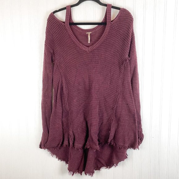 Free People Maroon waffle top size XS‎ - Picture 1 of 5